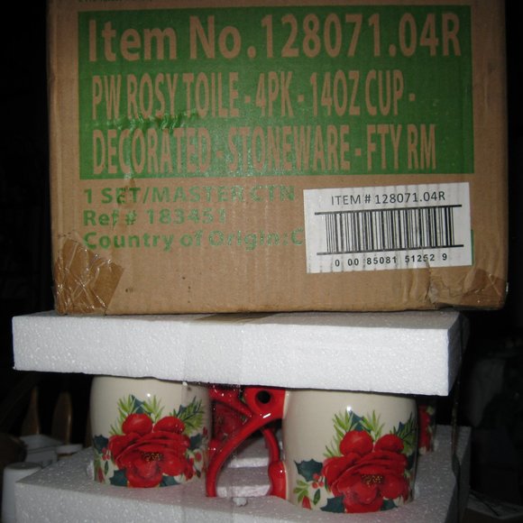 The Pioneer Woman Rosy Toile 14-Ounce Mug, Set of 4 - Picture 2 of 6